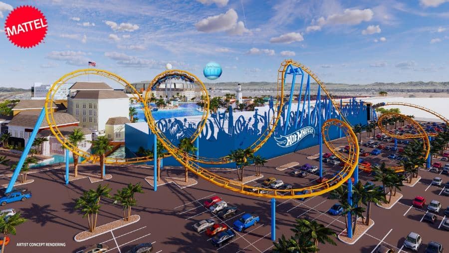 Rendering of Mattel Adventure Park Coaster